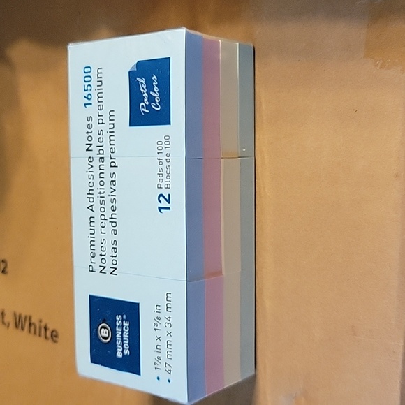 Business Source 16500 adhesive sticky notes 1.5"x2" 100 12 pack assorted pastel - Picture 7 of 8